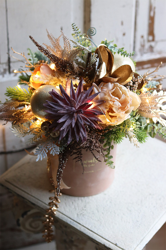Winter Glam, welurowy flowerbox bożonarodzeniowy LED