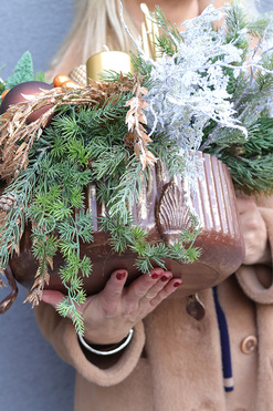 Amber Eve, złoty stroik świąteczny, wym.35x58cm