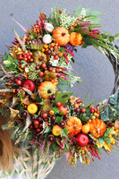 Jesienna Melona, jesienny wianek z dyniami