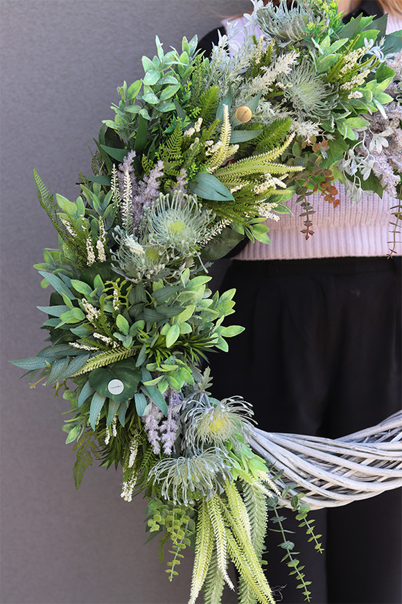 Green Leaves asymetryczny zielony wianek