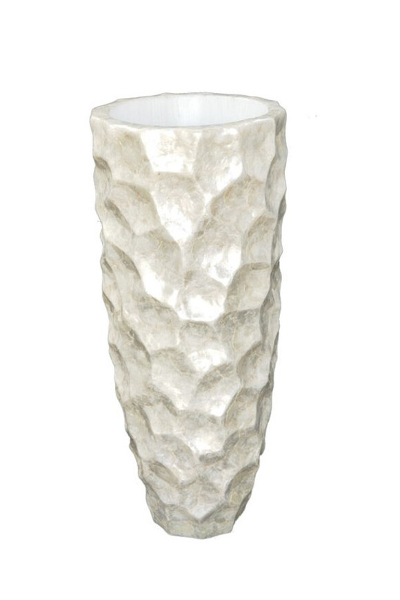 Fiberglass donica cygaro White Pearl, wym.32x32x63cm