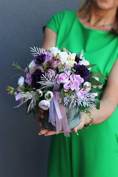 Fioletowa Impresja, flowerbox z goździkami