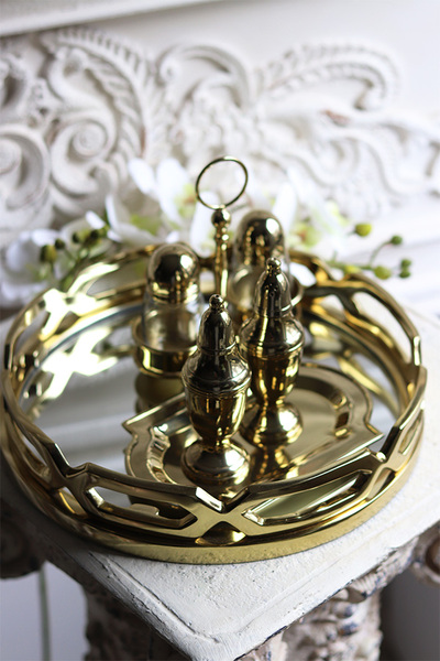 Lux Villa Gold Glamour, okrągła lustrzana taca