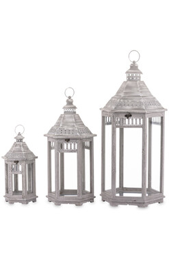 Angers, drewniany lampion latarenka, kpl.3szt, wys.88/68/46cm