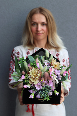 bardzo urocza koperta / welurowy flowerbox, Melinio, wym.30x35cm