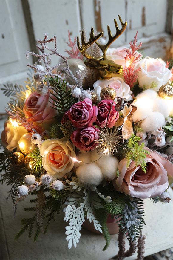 Beigenata 2 LED, flowerbox świąteczny z bawełną