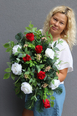 Sempre Poloniae 2, okazała wiązanka nagrobna patriotyczna, dł.59cm 