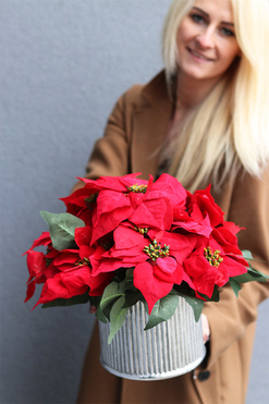 Gwiazda Betlejemska Srebro, wysokiej jakości sztuczna roślina, wys.33cm