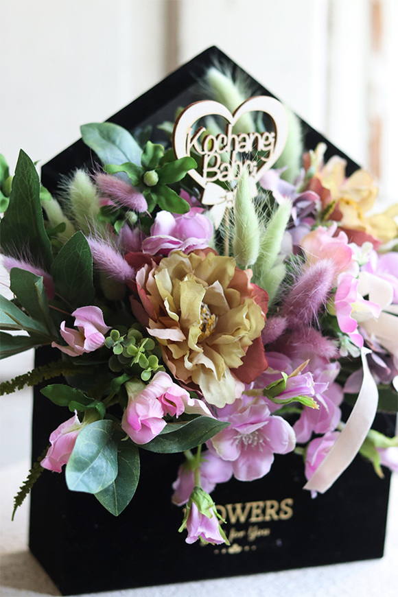 bardzo urocza koperta / welurowy flowerbox, Melinio, wym.30x35cm