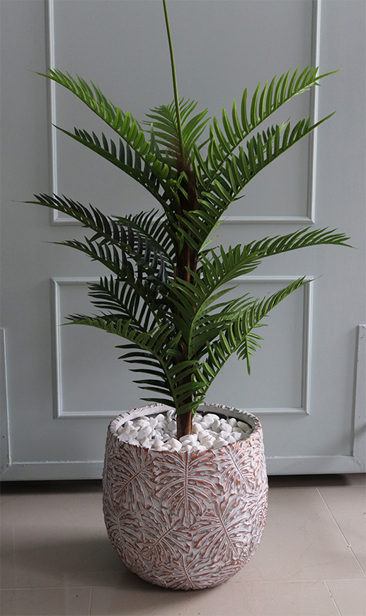 Monsterro, sztuczna roślina w donicy clayfibre, kpl.3szt