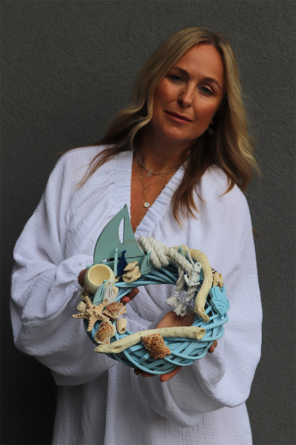 Żeglarski, marynistyczny wianek stroik na stół