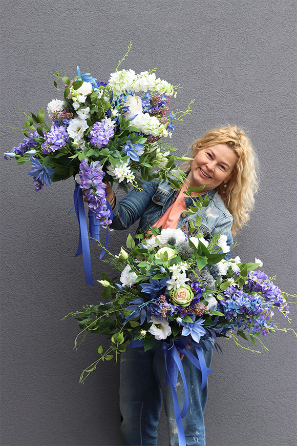 Malediwy Blue L, niebieski bukiet kwiatów, wys.60cm