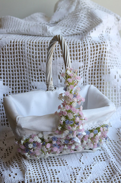 OD RĘKI Pastelowa Kaszka, dekorowany koszyczek wielkanocny z serwetką, wys.24cm