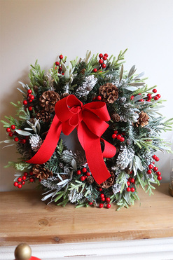 Redite 4, mroźny wianek zimowy z kokardą, śr.40cm