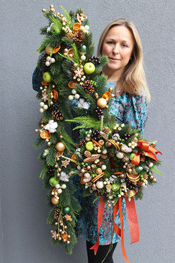 Pomarańczowa Kraina, komplet dekoracji świątecznych, girlanda+wianek