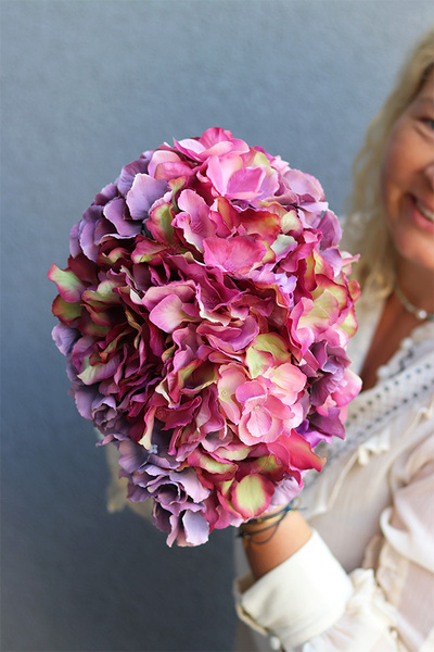 Hortensja Mini Bellin, różowa kompozycja z kwiatów hortensji, wym.20x20x15cm