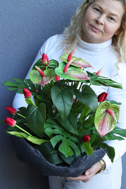 Volcan Melite Tulips, nowoczesna kompozycja nagrobna, wym.48x44cm 