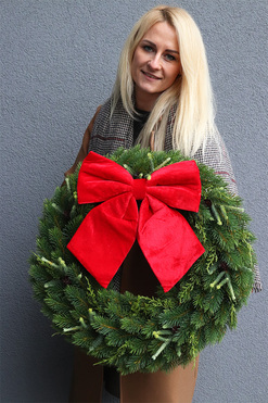 Klasyczna Czerwień Na Święta, wianek z kokardą, śr.60cm