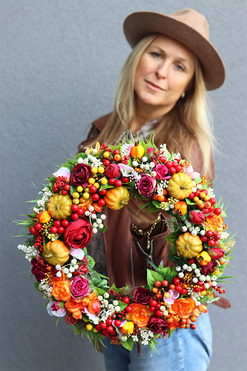 Orangia, jesienny wianek na drzwi, śr.40cm