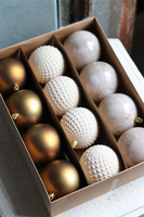 bombki Beige&Gold, śr. 9 cm, komplet 12szt.