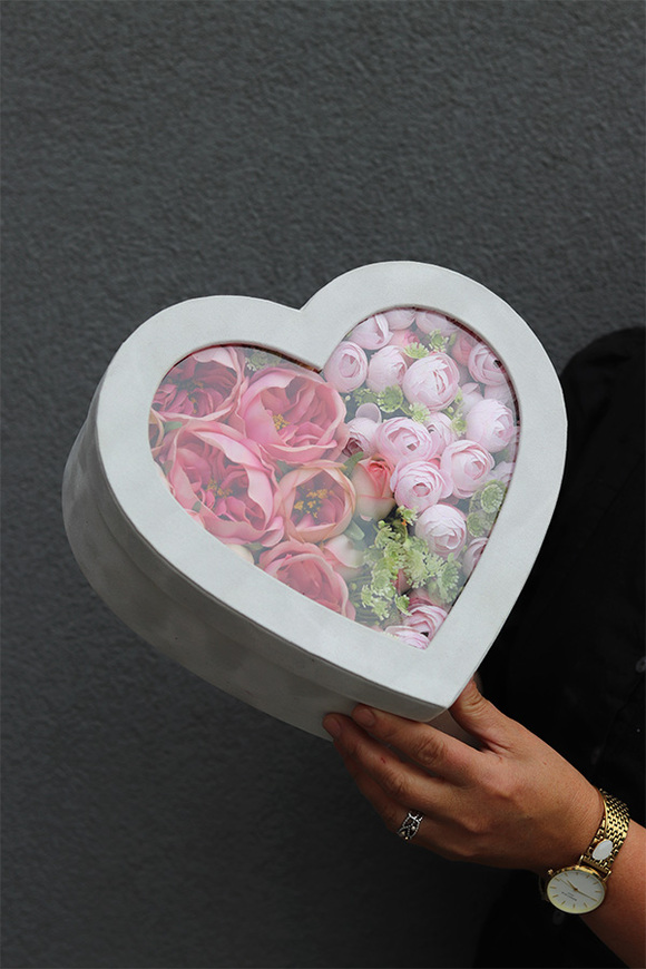 Romantic Heart, flowerbox serce z pokrywką