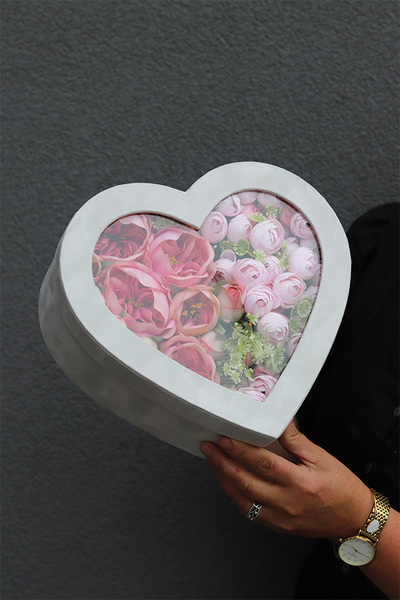 Romantic Heart, flowerbox serce z pokrywką