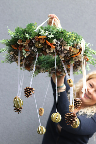 komplet dekoracji - wianek na drzwi & wianek sufitowy podwieszany, Naturanessa 