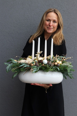 adwentowy stroik ze świecami, Złota Kraina, wym.37x57cm