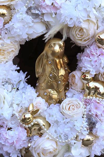 Glamour Bunny, wielkanocny wianek na drzwi z zającem