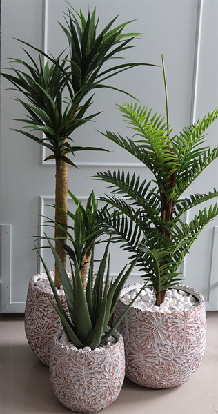 Monsterro Aloes, sztuczna roślina / sukulent w donicy clayfibre, wys.78cm