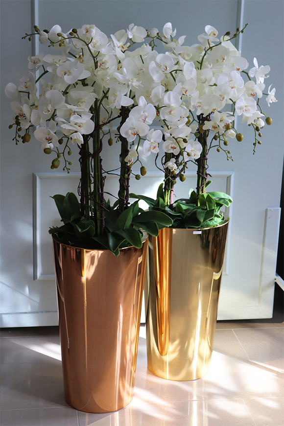 Golderia Side 2, elegancki storczyk podłogowy w złotej donicy, wys.130cm 