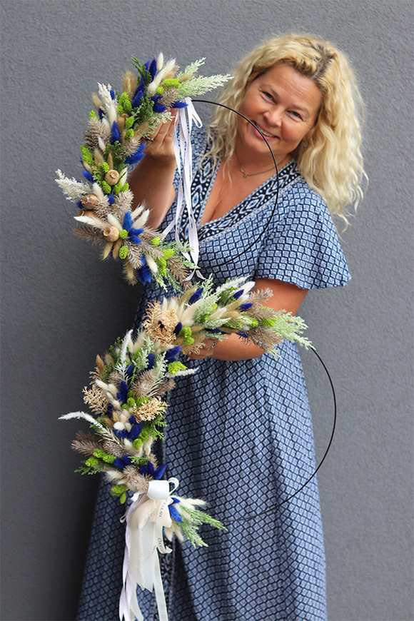 delikatny wianek na obręczy z suszem, Subtelle Boho Rio