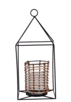 Boho C, mały, rattanowy lampion świecznik do powieszenia, wym.14.5x14.5x35cm