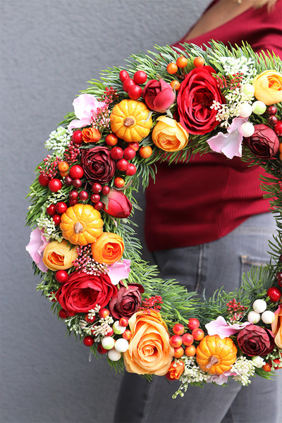 Orangina 2, jesienny wianek na drzwi