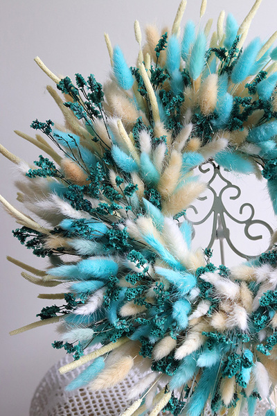 Turkusowa Wielkanoc, dekoracyjny wianek z suszem