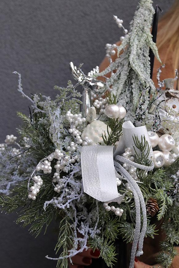 Pod Zimowym Lasem, stroik świąteczny z sową