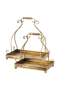 Nerendra, stylowa taca metalowa z uchwytem, kpl.2szt