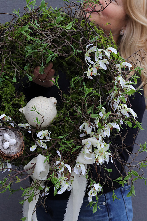 Bird in Nest, wielkanocny wianek na drzwi, śr.55cm 