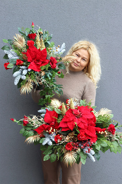 Red Winter, komplet dekoracji nagrobnych, kompozycja + bukiet