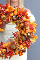 Orangede, jesienny wianek na drzwi, śr.50cm