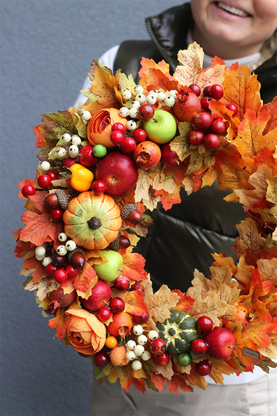 Jesienny Park 3, barwny wianek na drzwi