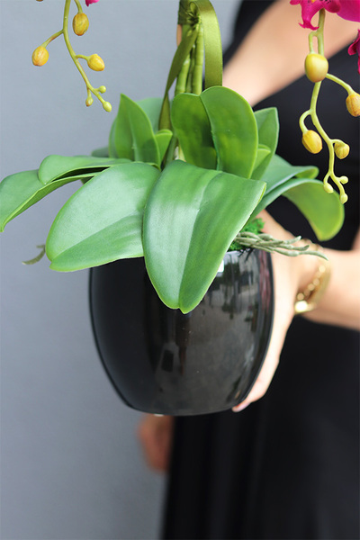 Fuksja Nemia, sztuczny storczyk w czarnej doniczce, wys.59cm  