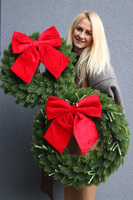 Klasyczna Czerwień Na Święta, wianek z kokardą