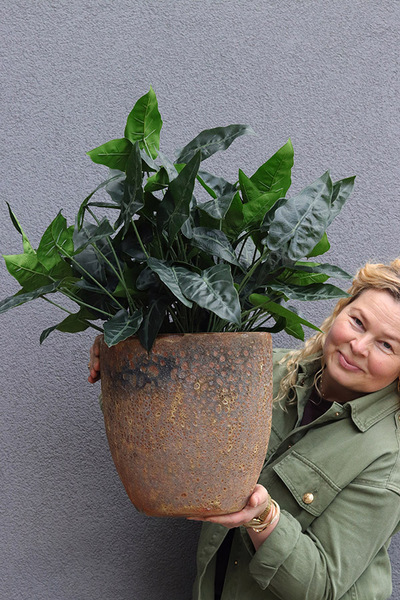 Filodendron Pompei, sztuczna roślina w donicy ceramicznej