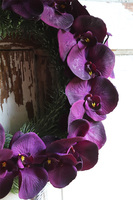 asymetryczny wianek z chwostem, Orchidelia Oberżyna, śr.42cm  