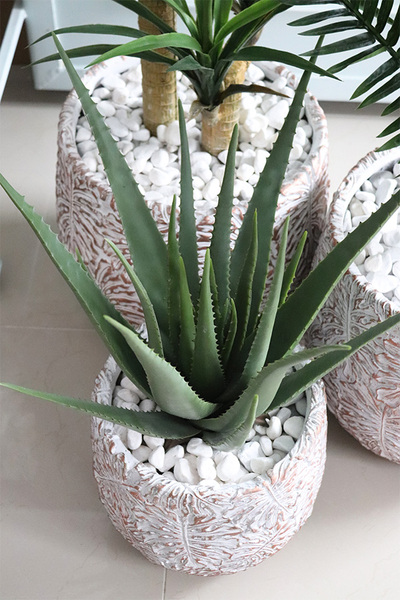 Monsterro Aloes, sztuczna roślina / sukulent w donicy clayfibre, wys.78cm