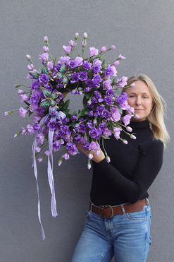 OD RĘKI Motyle Violetty, fioletowy wianek na drzwi, śr.70cm