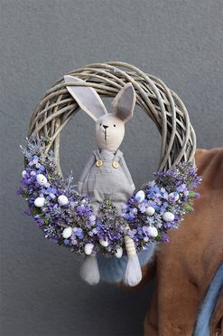Zajączkowa, wiosenny wianek z zajączkiem, rozp.36cm