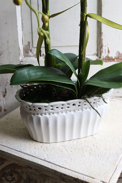 Nefalo, sztuczny storczyk w ceramicznej ażurowej donicy, wys.50cm