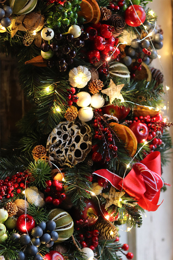 Świąteczny Kolor Big, bogaty wianek świąteczny LED